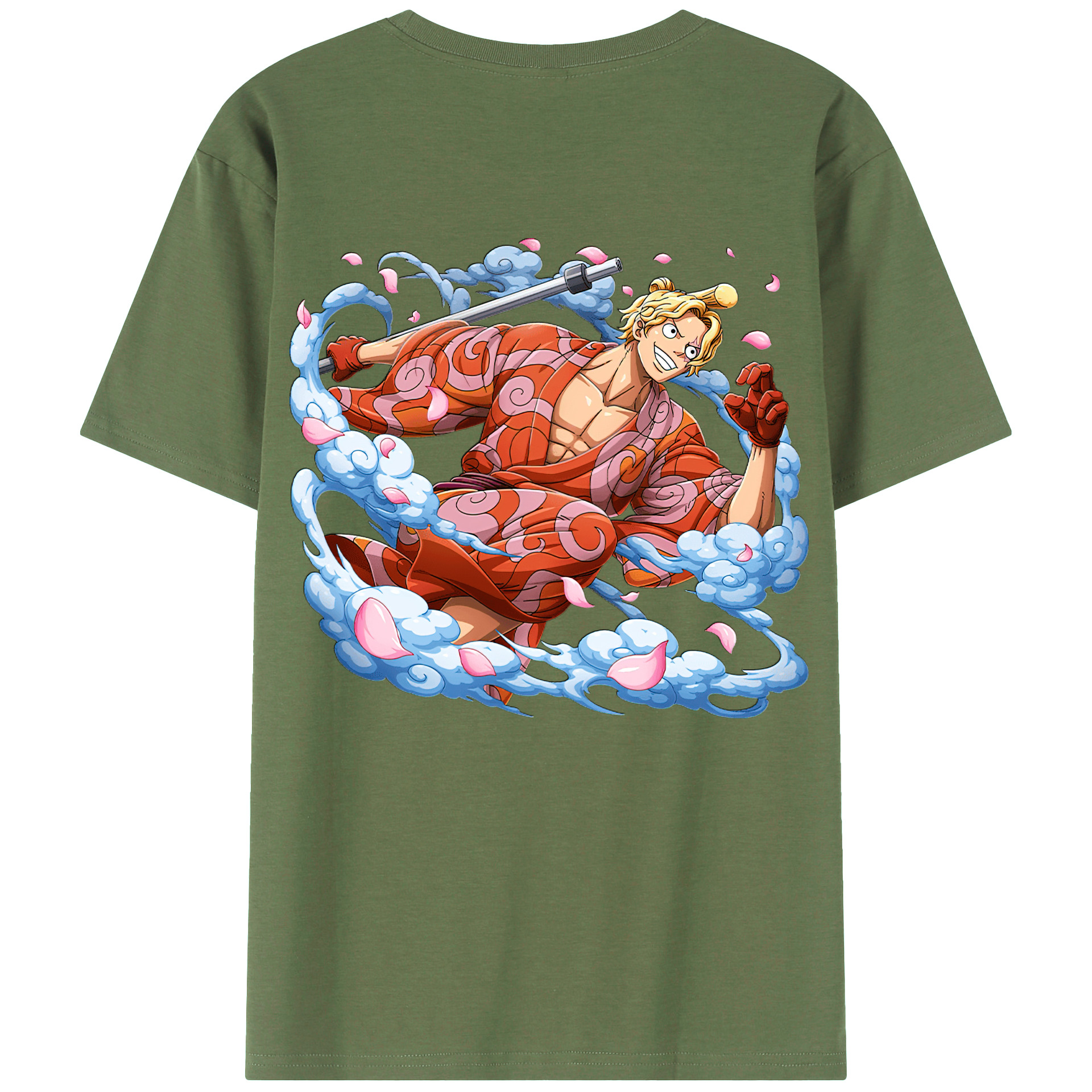 （画像用） ワンピース サンジ ONE PIECE Sanji 綿100％ メンズ半袖Tシャツ（バックプリント） 通気性